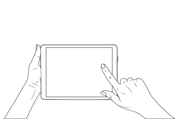 Boş Ekranlı Modern Dijital Tableti Tutan Kişi — Stok Vektör