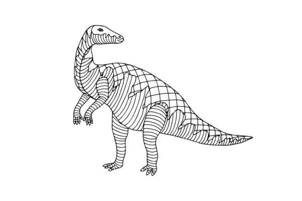 Esquema Dinosaurio Aislado Sobre Fondo Blanco — Vector de stock