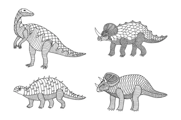 Set Dinosaurussen Geïsoleerd Witte Achtergrond — Stockvector