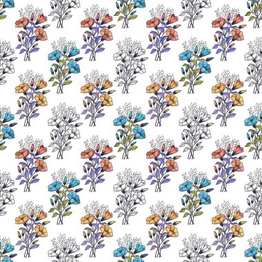 Çiçeklerle renksiz desen