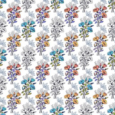 Çiçeklerle renksiz desen