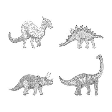 Beyaz arka planda izole edilmiş dinazorlar