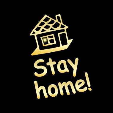 Ev posteri, covid19 konsepti.