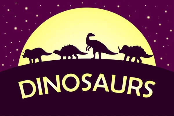 Αφίσα Δεινόσαυρους Και Πανσέληνο — Διανυσματικό Αρχείο
