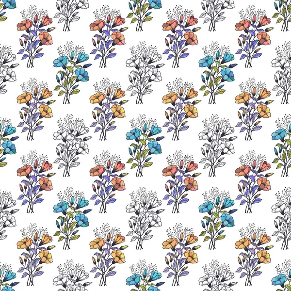 Patrón Color Sin Costuras Con Flores — Archivo Imágenes Vectoriales