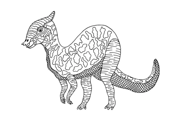 Σκιαγραφικός Δεινόσαυρος Απομονωμένος Λευκό Φόντο — Διανυσματικό Αρχείο