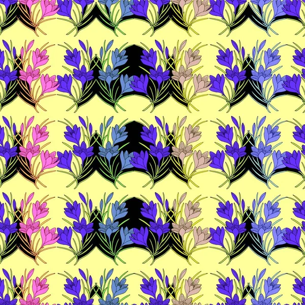 花とシームレスな色柄 — ストックベクタ