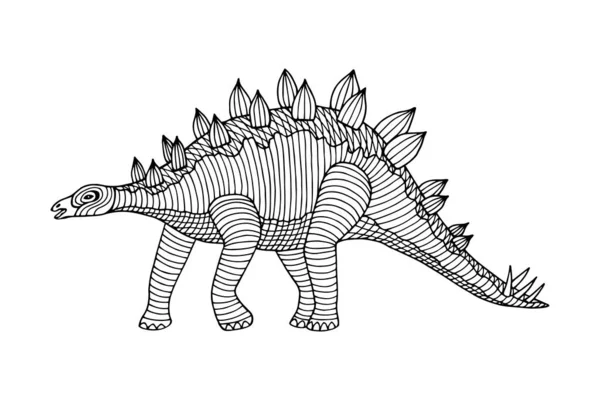 Beyaz Arkaplanda Izole Edilmiş Ana Hat Dinozor — Stok Vektör