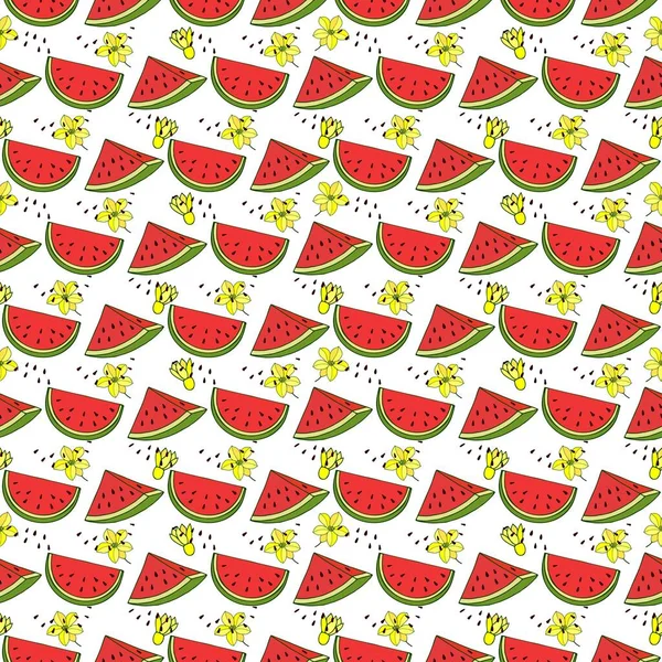 Nahtloses Muster Mit Wassermelone — Stockvektor