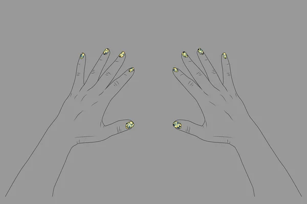 Frauenhände Bemalte Nägel Folge Vektor Stock Illustration — Stockvektor