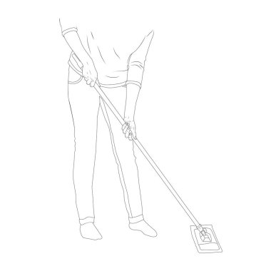 Bir kadın yerleri paspaslıyor. 10 vektör stok illüstrasyonu var. özet