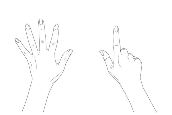 Kobiece Dłonie Palec Wskazujący Góry Pokaż Numer Siedem Ilustracja Wektora — Wektor stockowy