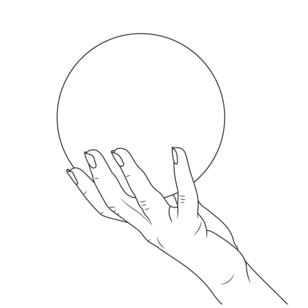 Une Main Féminine Tient Une Balle Eps10 Vecteur Illustration Stock — Image vectorielle