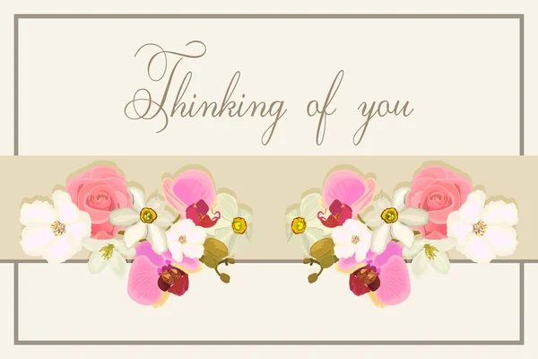 Denken Sie Ihre Karte Mit Blumen — Stockvektor