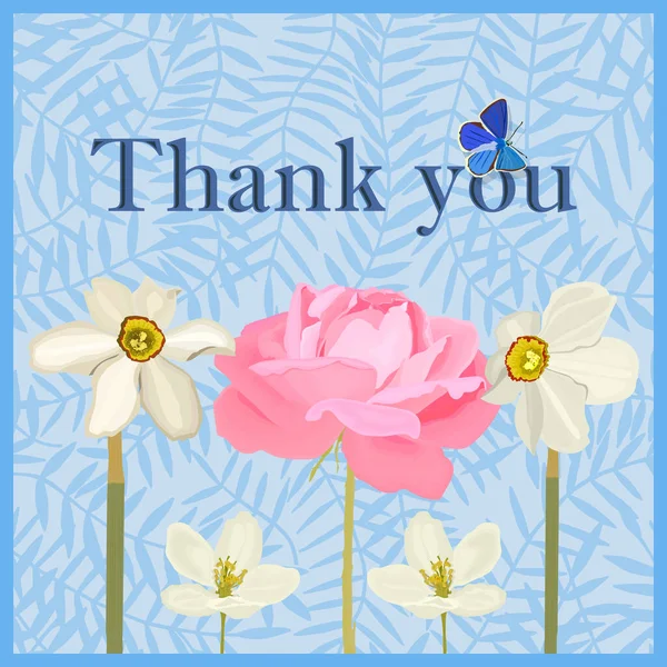 Thank You Card Flowers — Stock Vector