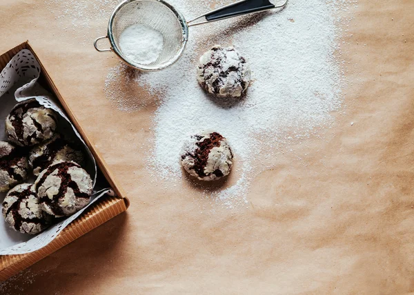 Çikolatalı, kırışık kurabiyeler. — Stok fotoğraf