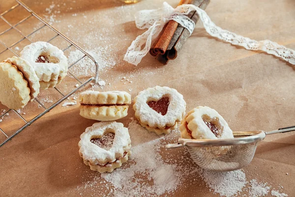 Reçel dolum linzer tanımlama bilgileri — Stok fotoğraf