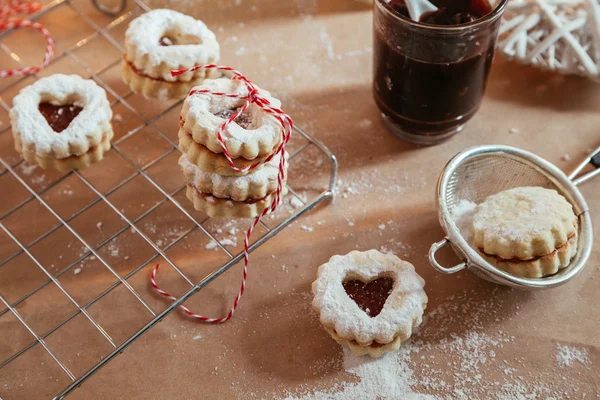 Reçel dolum linzer tanımlama bilgileri — Stok fotoğraf