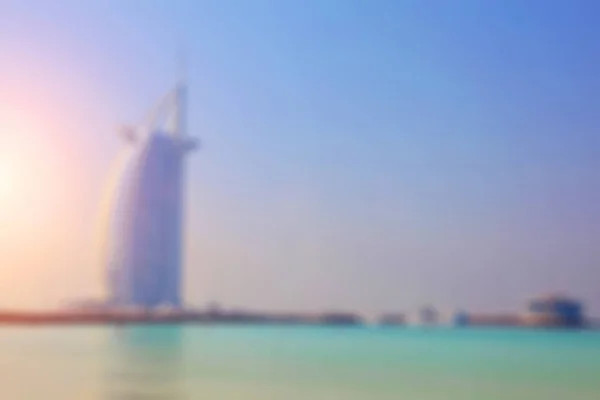 Burj al Arab Hotel em Dubai Desfocado — Fotografia de Stock