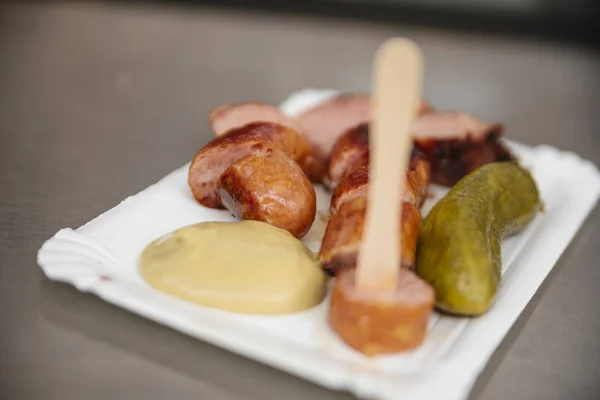 Kasekrainer Sausage  On A plate — Stock Photo, Image