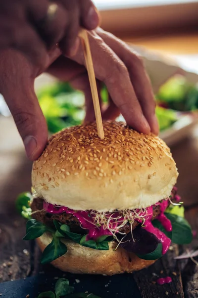 Warzywko Burger dokonywana — Zdjęcie stockowe