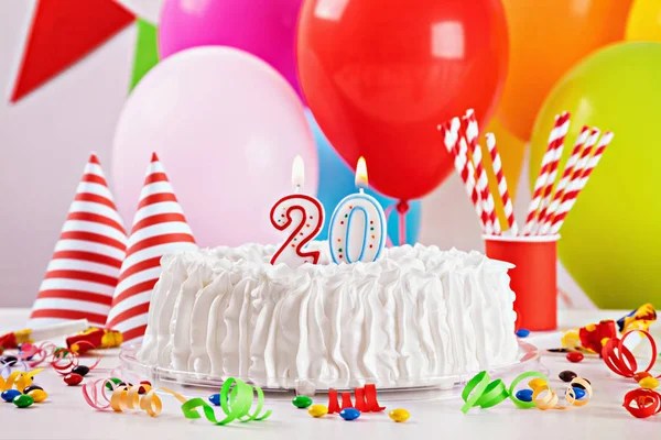 Birthday Cake And Decoration — Stock Photo, Image