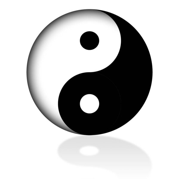 Инь Янь Илюстрация на белом фоне
