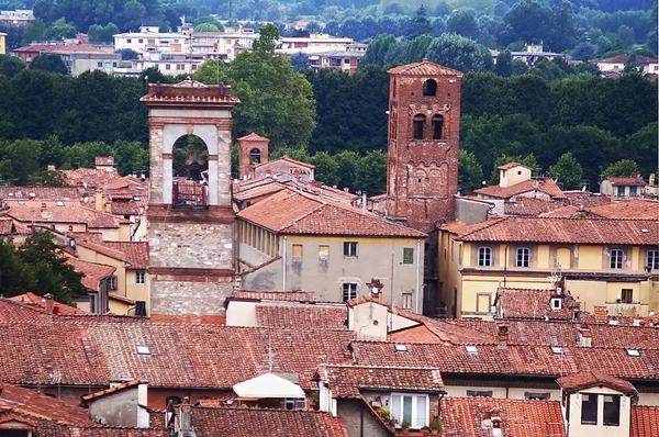 Aerial view from the Guinigi Tower of Lucca, Tuscany, Italy — Stock Photo, Image