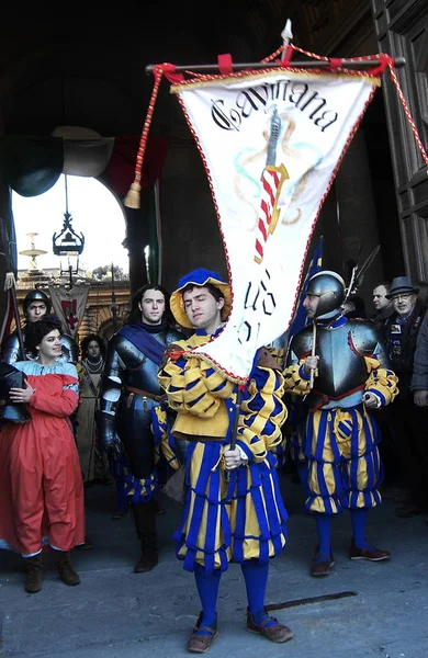 Cavalcade van Magi, traditionele Florentijnse feest van Driekoningen, Italië — Stockfoto