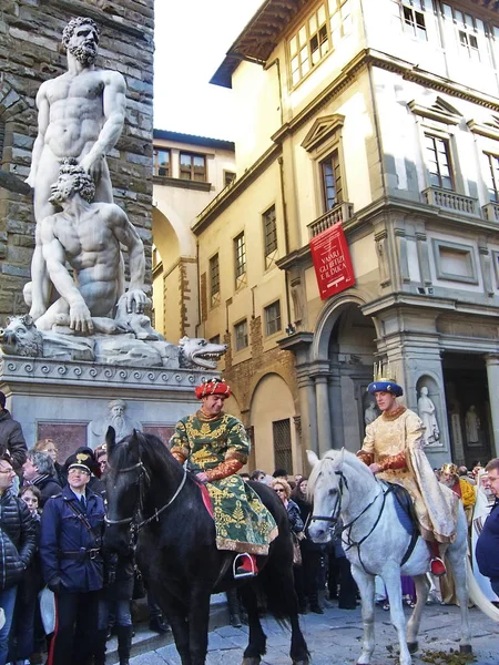 Kavalkade der Heiligen Drei Könige, traditionelles florentinisches Fest der Erscheinung des Herrn, Italien — Stockfoto