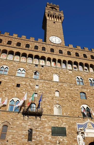 Gevel van Palazzo Vecchio, Signoria plein, Florence — Stockfoto