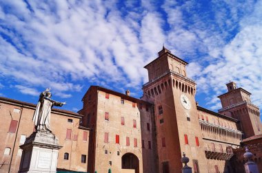Este castle and statue of Savonarola, Ferrara clipart