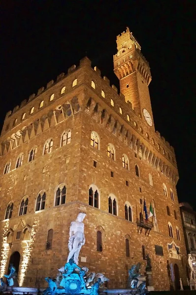 Palazzo Vecchio à noite, Florença — Fotografia de Stock