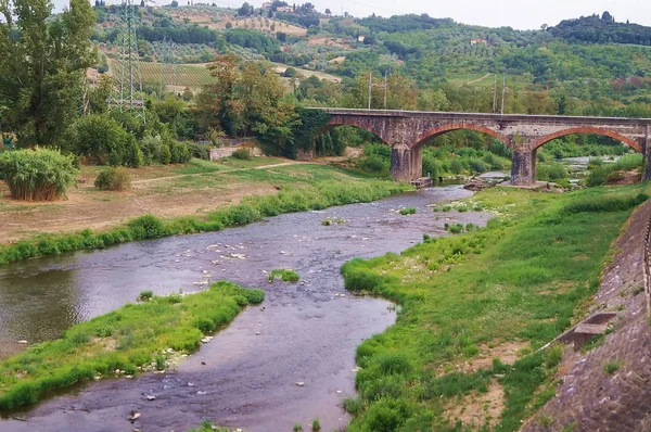 Spoorbrug Sieve Rivier Pontassieve Toscane Italië — Stockfoto