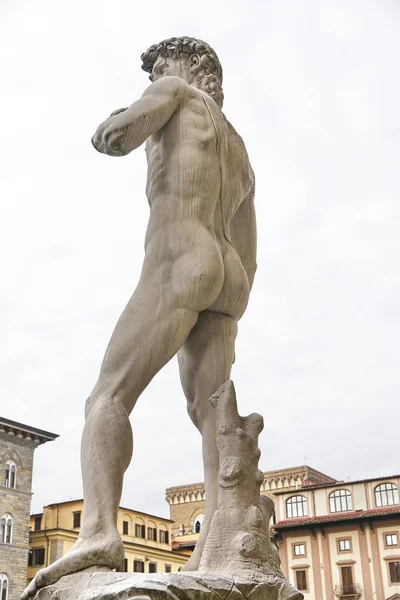 Cópia David Michelangelo Frente Palazzo Vecchio Florença Itália — Fotografia de Stock