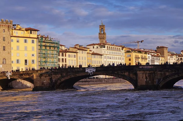 Swollen River Arno Florence Italy — Stock Photo, Image