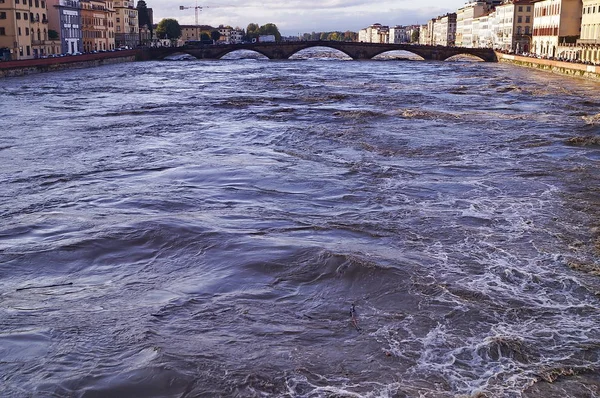 Swollen River Arno Florence Italy — Stock Photo, Image