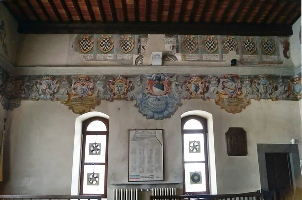 Místnost Rady Nebo Erby Palazzo Del Vicario Pescii Toskánsko Itálie — Stock fotografie