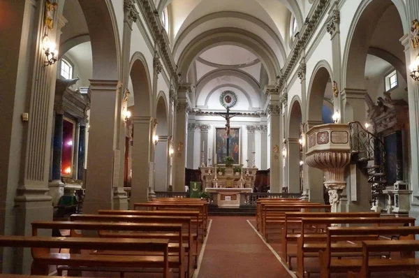 Interior Priorado Colegiado Dos Santos Estêvão Niccolao Pescia Toscana Itália — Fotografia de Stock