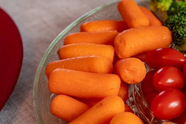 Baby Carrots in a Veggie Snack Tray — Stock Photo, Image