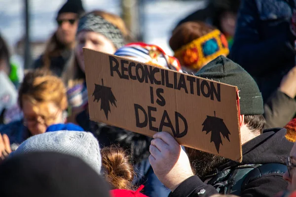 Ottawa Ontario Canada Februari 2019 Een Bord Staat Reconciliation Dead — Stockfoto