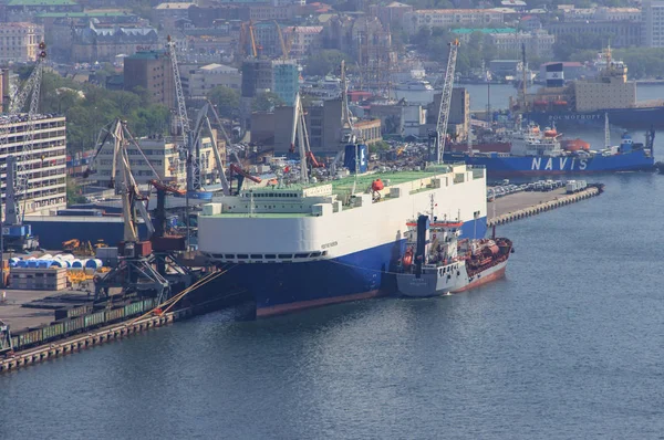 Vladivostok Rusia Junio 2018 Vista Del Puerto Comercial Terminal Contenedores — Foto de Stock