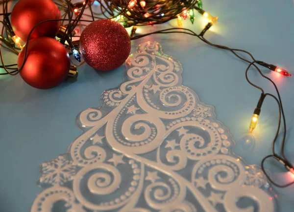 Feliz Navidad Año Nuevo Sobre Fondo Blanco Luces Guirnalda Multicolor — Foto de Stock