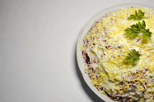 Masakan Rumah Makanan Lezat Pada Latar Belakang Putih Piring Dengan — Stok Foto