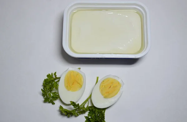 Dietary Favorite Food White Background Plastic Packaging Soft Feta Cheese — ストック写真