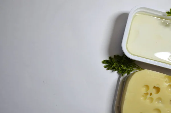 Dietary Favorite Food White Background Soft Feta Cheese Hard Swiss — 스톡 사진