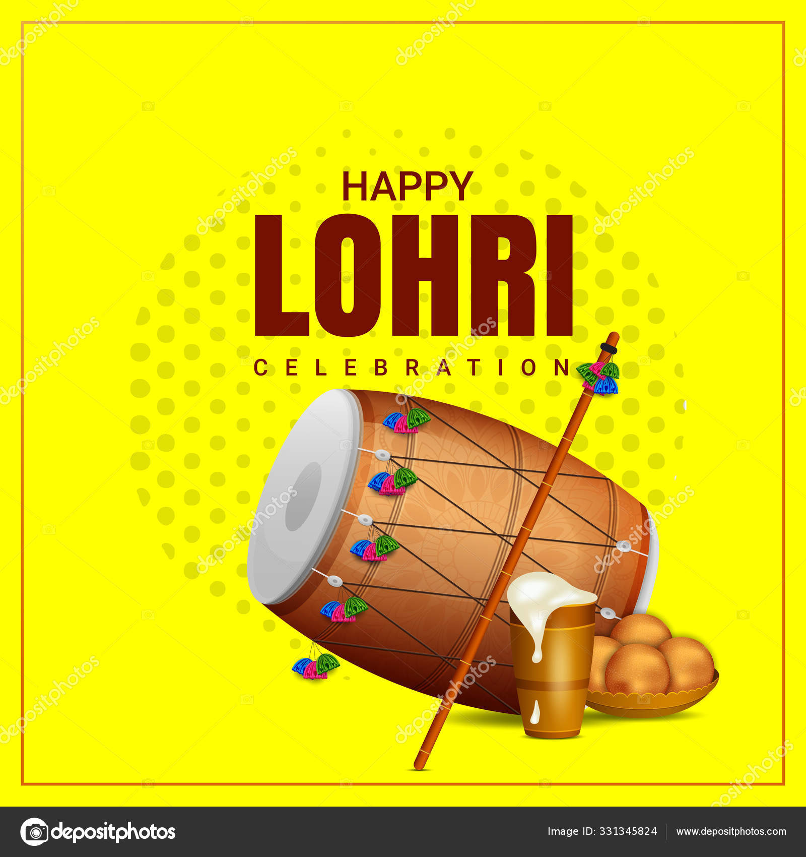 Vector Illustration Happy Lohri Lohdi Holiday Background Punjabi Festival  Stock Vector Image by ©nonhoursdesign #331345824