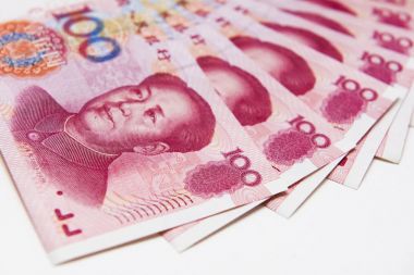 Çin 100 renminbi reçetelerinin yığılmış, yakın çekim