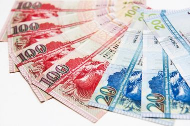 Hong Kong Doları ürün reçetelerinin yığılmış, yakın çekim