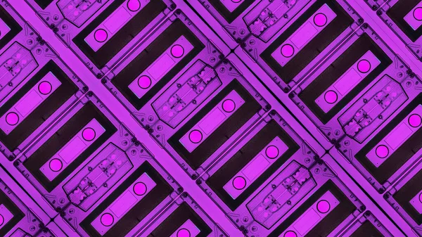 Cassettes in extraordinary pink abstract background, retro music concept.